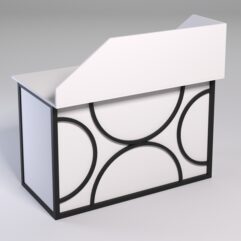 Стол однотумбовый офисный С-06А (правосторонний) с экраном СТРОНГ в стиле ЛОФТ декор №1, Белый