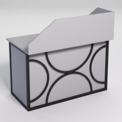 Стол однотумбовый офисный С-06А (правосторонний) с экраном СТРОНГ в стиле ЛОФТ декор №1, Серый