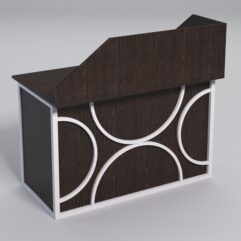 Стол однотумбовый офисный С-06А (правосторонний) с экраном СТРОНГ в стиле ЛОФТ декор №1, Дуб Венге + металлический каркас Белый