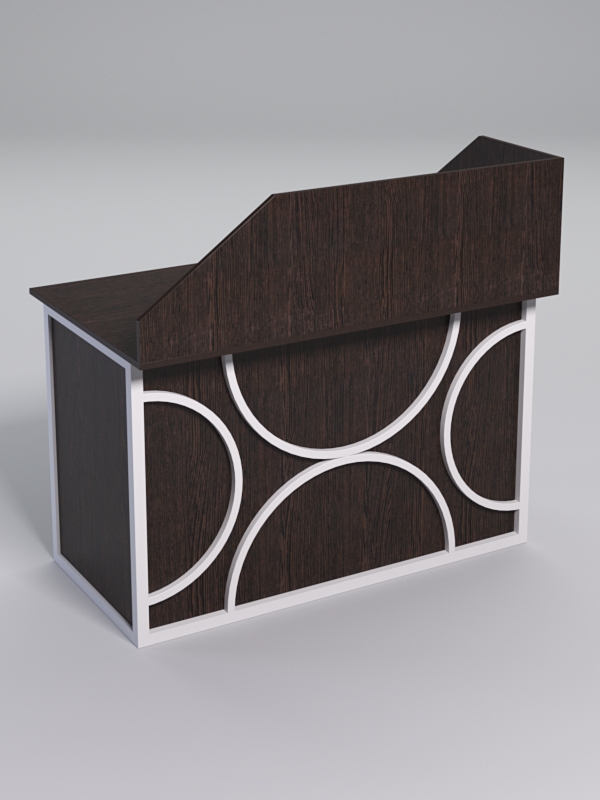 Стол однотумбовый офисный С-06А (правосторонний) с экраном СТРОНГ в стиле ЛОФТ декор №1, Дуб Венге + металлический каркас Белый