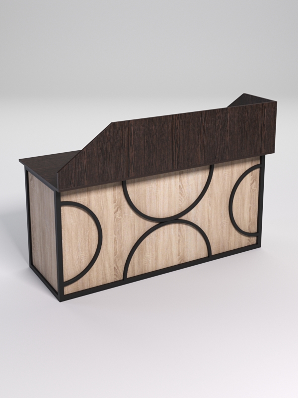 Стол двухтумбовый офисный С-07А с экраном СТРОНГ в стиле ЛОФТ декор №1, Дуб Венге и Дуб Сонома