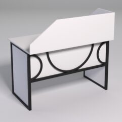 Стол для компьютера СК-31 с экраном СТРОНГ в стиле ЛОФТ декор №1, Белый