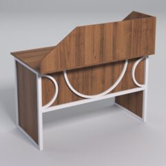 Стол для компьютера СК-31 с экраном СТРОНГ в стиле ЛОФТ декор №1, Орех + металлический каркас Белый