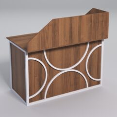 Стол для компьютера СК-31А с экраном СТРОНГ в стиле ЛОФТ декор №1, Орех + металлический каркас Белый