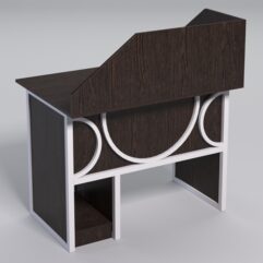 Стол для компьютера СК-32 с экраном СТРОНГ в стиле ЛОФТ декор №1, Дуб Венге + металлический каркас Белый