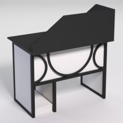 Стол для компьютера СК-32 с экраном СТРОНГ в стиле ЛОФТ декор №1, Черный и Белый