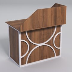 Стол для компьютера СК-32А с экраном СТРОНГ в стиле ЛОФТ декор №1, Орех + металлический каркас Белый