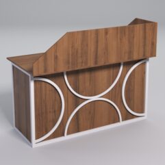 Стол для компьютера СК-34А (Правосторонний) с экраном СТРОНГ в стиле ЛОФТ декор №1, Орех + металлический каркас Белый