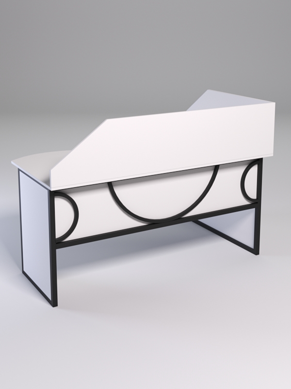 Стол эргономичный офисный СЭ-11 (левосторонний) с экраном СТРОНГ в стиле ЛОФТ декор №1, Белый