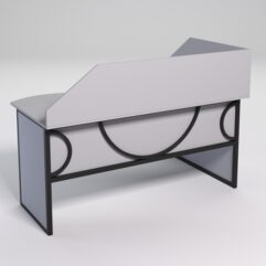 Стол эргономичный офисный СЭ-11 (левосторонний) с экраном СТРОНГ в стиле ЛОФТ декор №1, Серый