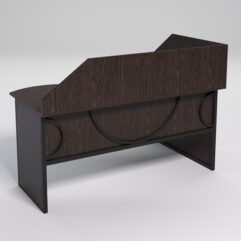 Стол эргономичный офисный СЭ-11 (левосторонний) с экраном СТРОНГ в стиле ЛОФТ декор №1, Дуб Венге