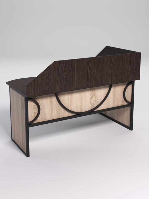 Стол эргономичный офисный СЭ-11 (левосторонний) с экраном СТРОНГ в стиле ЛОФТ декор №1, Дуб Венге и Дуб Сонома