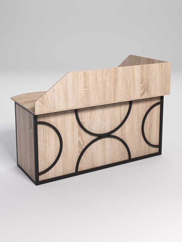 Стол эргономичный офисный СЭ-11А (левосторонний) с экраном СТРОНГ в стиле ЛОФТ декор №1, Дуб Сонома