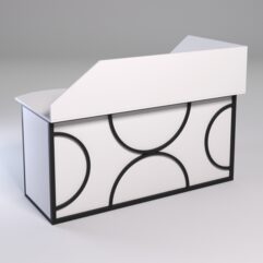 Стол эргономичный офисный СЭ-11А (левосторонний) с экраном СТРОНГ в стиле ЛОФТ декор №1, Белый