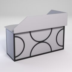 Стол эргономичный офисный СЭ-11А (левосторонний) с экраном СТРОНГ в стиле ЛОФТ декор №1, Серый