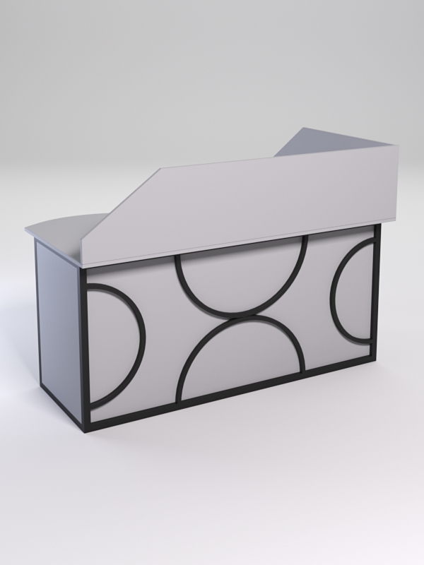 Стол эргономичный офисный СЭ-11А (левосторонний) с экраном СТРОНГ в стиле ЛОФТ декор №1, Серый