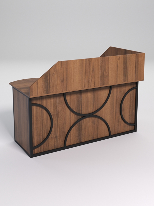 Стол эргономичный офисный СЭ-11А (левосторонний) с экраном СТРОНГ в стиле ЛОФТ декор №1, Орех