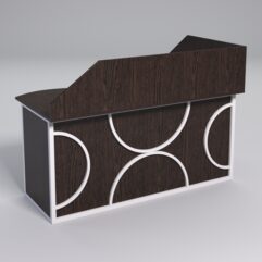 Стол эргономичный офисный СЭ-11А (левосторонний) с экраном СТРОНГ в стиле ЛОФТ декор №1, Дуб Венге + металлический каркас Белый