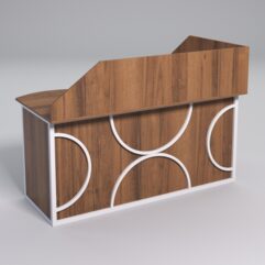 Стол эргономичный офисный СЭ-11А (левосторонний) с экраном СТРОНГ в стиле ЛОФТ декор №1, Орех + металлический каркас Белый