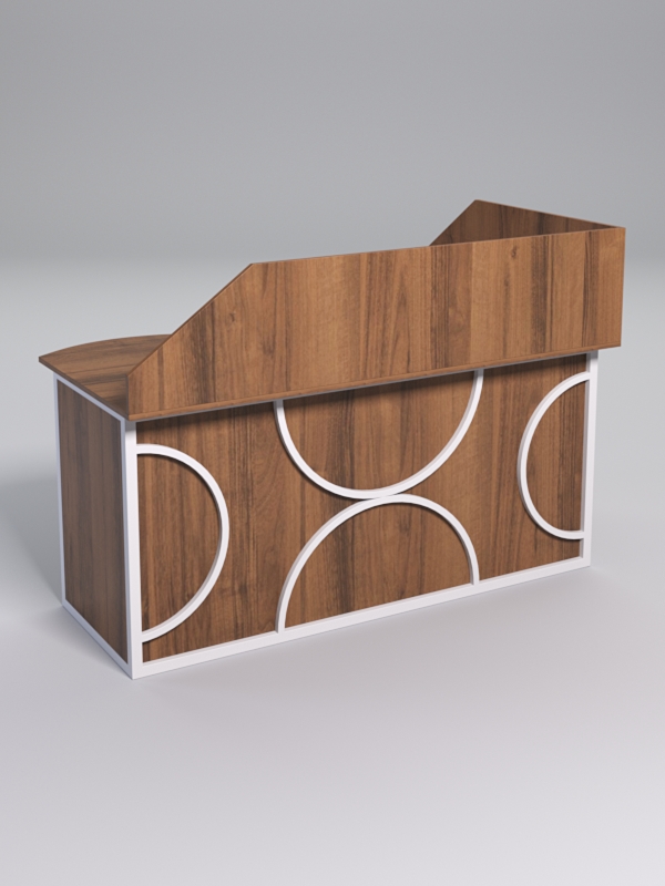 Стол эргономичный офисный СЭ-11А (левосторонний) с экраном СТРОНГ в стиле ЛОФТ декор №1, Орех + металлический каркас Белый