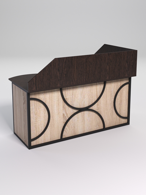 Стол эргономичный офисный СЭ-11А (левосторонний) с экраном СТРОНГ в стиле ЛОФТ декор №1, Дуб Венге и Дуб Сонома