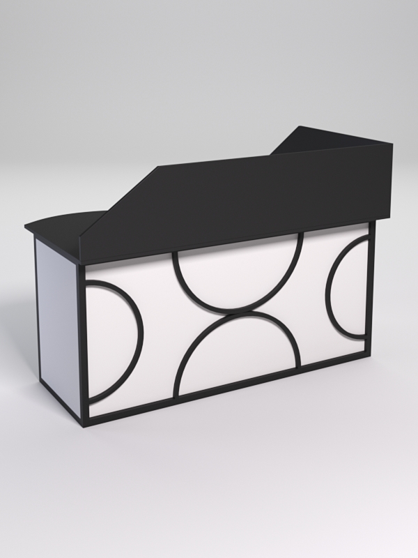 Стол эргономичный офисный СЭ-11А (левосторонний) с экраном СТРОНГ в стиле ЛОФТ декор №1, Черный и Белый