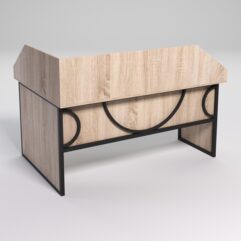 Стол эргономичный офисный СЭ-12 (Правосторонний) с экраном СТРОНГ в стиле ЛОФТ декор №1, Дуб Сонома