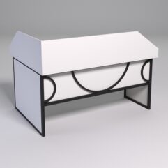 Стол эргономичный офисный СЭ-12 (Правосторонний) с экраном СТРОНГ в стиле ЛОФТ декор №1, Белый