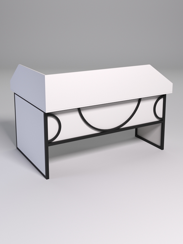 Стол эргономичный офисный СЭ-12 (Правосторонний) с экраном СТРОНГ в стиле ЛОФТ декор №1, Белый