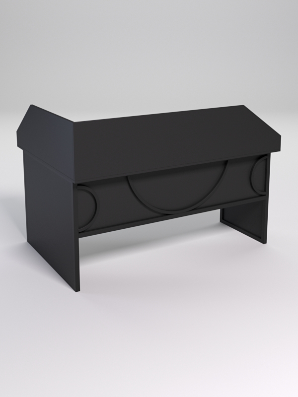 Стол эргономичный офисный СЭ-12 (Правосторонний) с экраном СТРОНГ в стиле ЛОФТ декор №1, Черный