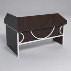 Стол эргономичный офисный СЭ-12 (Правосторонний) с экраном СТРОНГ в стиле ЛОФТ декор №1, Дуб Венге + металлический каркас Белый