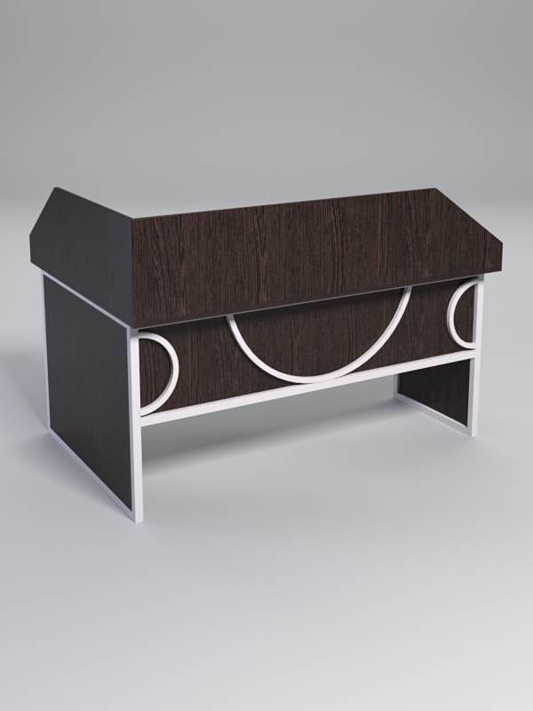 Стол эргономичный офисный СЭ-12 (Правосторонний) с экраном СТРОНГ в стиле ЛОФТ декор №1, Дуб Венге + металлический каркас Белый