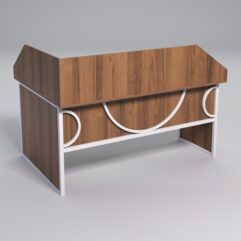 Стол эргономичный офисный СЭ-12 (Правосторонний) с экраном СТРОНГ в стиле ЛОФТ декор №1, Орех + металлический каркас Белый