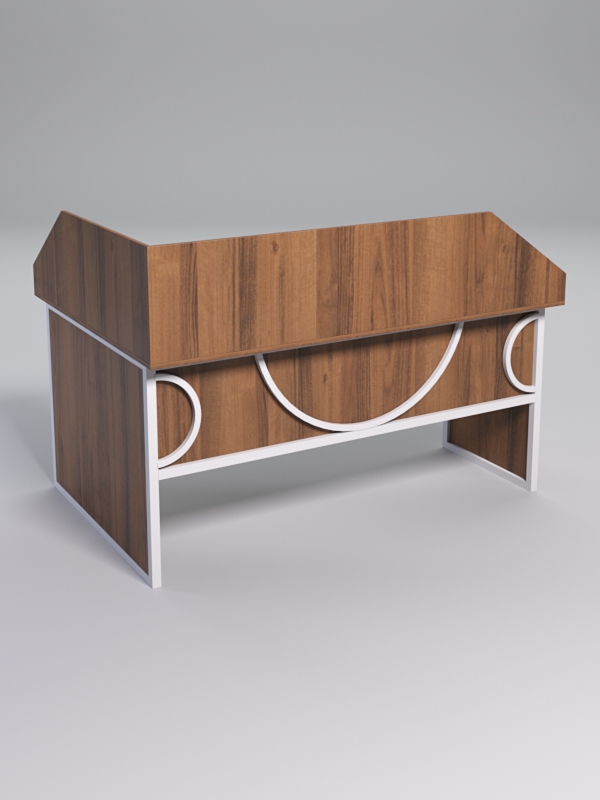 Стол эргономичный офисный СЭ-12 (Правосторонний) с экраном СТРОНГ в стиле ЛОФТ декор №1, Орех + металлический каркас Белый