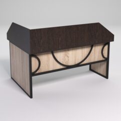 Стол эргономичный офисный СЭ-12 (Правосторонний) с экраном СТРОНГ в стиле ЛОФТ декор №1, Дуб Венге и Дуб Сонома