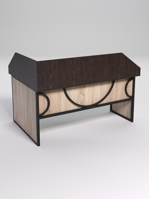 Стол эргономичный офисный СЭ-12 (Правосторонний) с экраном СТРОНГ в стиле ЛОФТ декор №1, Дуб Венге и Дуб Сонома