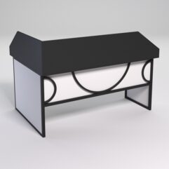 Стол эргономичный офисный СЭ-12 (Правосторонний) с экраном СТРОНГ в стиле ЛОФТ декор №1, Черный и Белый