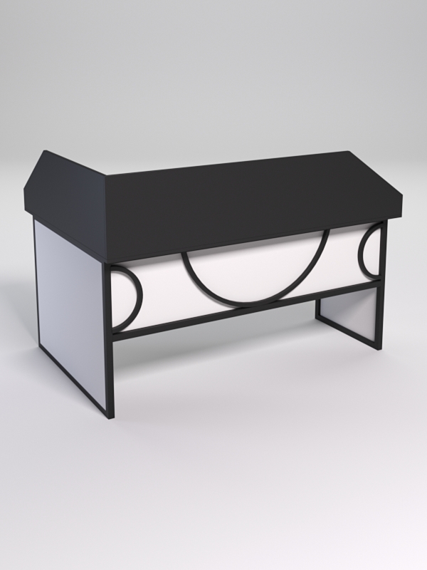 Стол эргономичный офисный СЭ-12 (Правосторонний) с экраном СТРОНГ в стиле ЛОФТ декор №1, Черный и Белый