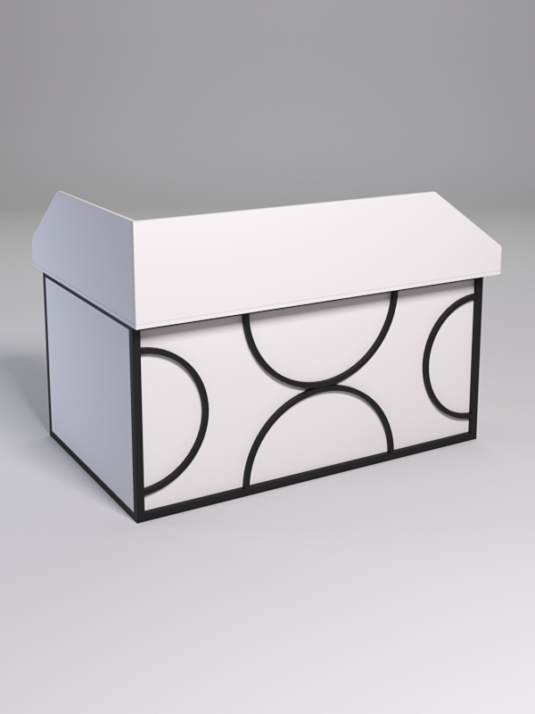 Стол эргономичный офисный СЭ-12А (Правосторонний) с экраном СТРОНГ в стиле ЛОФТ декор №1, Белый