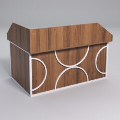 Стол эргономичный офисный СЭ-12А (Правосторонний) с экраном СТРОНГ в стиле ЛОФТ декор №1, Орех + металлический каркас Белый