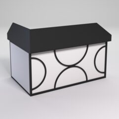 Стол эргономичный офисный СЭ-12А (Правосторонний) с экраном СТРОНГ в стиле ЛОФТ декор №1, Черный и Белый