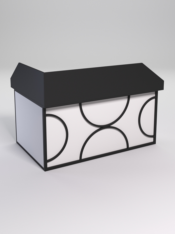 Стол эргономичный офисный СЭ-12А (Правосторонний) с экраном СТРОНГ в стиле ЛОФТ декор №1, Черный и Белый