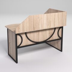 Стол эргономичный офисный СЭ-13 (левосторонний) с экраном СТРОНГ в стиле ЛОФТ декор №1, Дуб Сонома