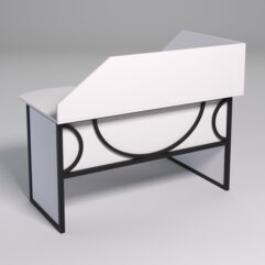 Стол эргономичный офисный СЭ-13 (левосторонний) с экраном СТРОНГ в стиле ЛОФТ декор №1, Белый