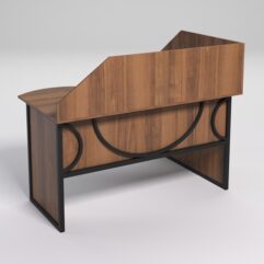 Стол эргономичный офисный СЭ-13 (левосторонний) с экраном СТРОНГ в стиле ЛОФТ декор №1, Орех