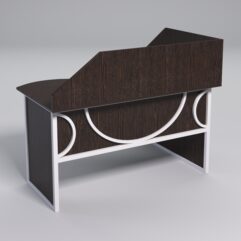 Стол эргономичный офисный СЭ-13 (левосторонний) с экраном СТРОНГ в стиле ЛОФТ декор №1, Дуб Венге + металлический каркас Белый