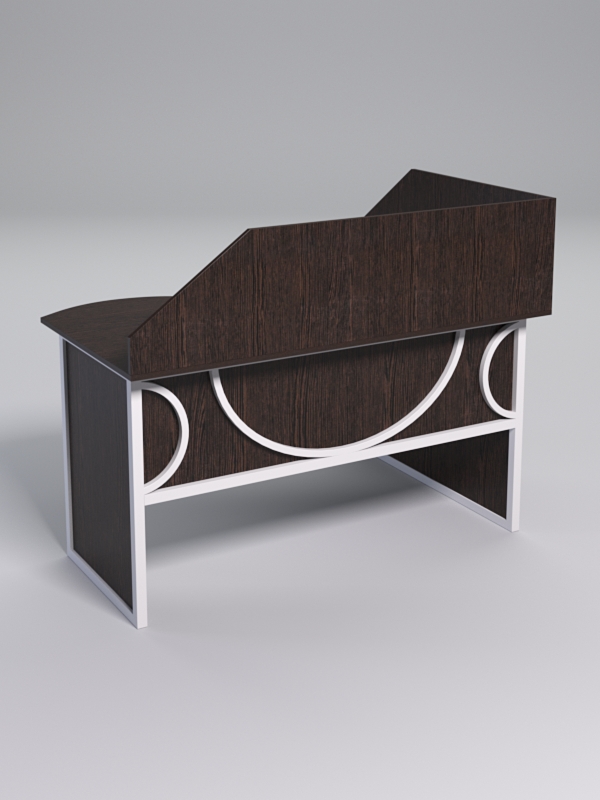 Стол эргономичный офисный СЭ-13 (левосторонний) с экраном СТРОНГ в стиле ЛОФТ декор №1, Дуб Венге + металлический каркас Белый