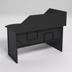 Стол эргономичный офисный СЭ-13А (левосторонний) с экраном СТРОНГ в стиле ЛОФТ декор №1, Черный