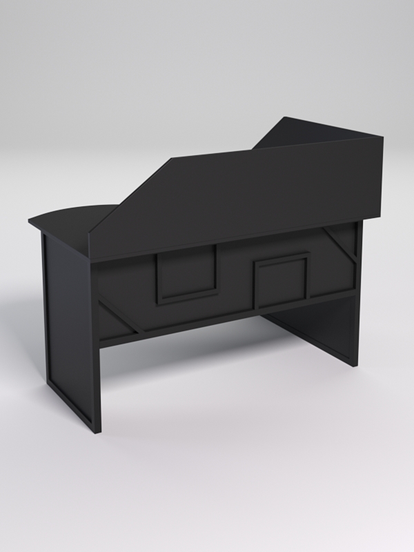 Стол эргономичный офисный СЭ-13А (левосторонний) с экраном СТРОНГ в стиле ЛОФТ декор №1, Черный