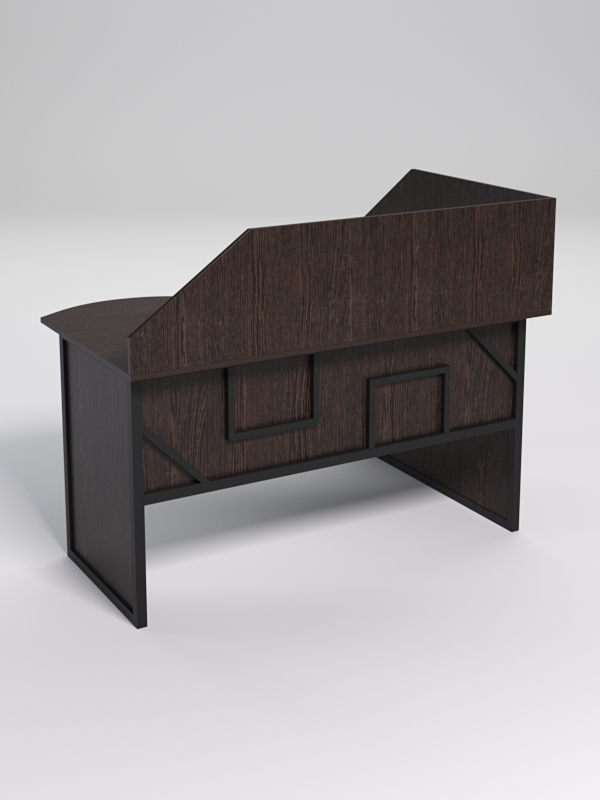 Стол эргономичный офисный СЭ-13А (левосторонний) с экраном СТРОНГ в стиле ЛОФТ декор №1, Дуб Венге